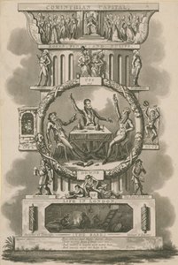 Corinthian Capital, Roses, Pinks and Tulips; Ups and Downs, Ins and Outs of Life in London autorstwa Isaac, Robert and George Cruikshank