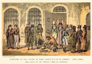 Objawy zakończenia pewnego rodzaju życia w Londynie, Tom, Jerry i Logic, w Press Yardzie, w Newgate autorstwa Isaac, Robert and George Cruikshank