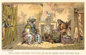 Tom i Jerry, łapiąc Kate i Sue po cichu, opowiadając o ich losach autorstwa Isaac, Robert and George Cruikshank