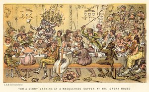 Tom i Jerry narzekają na bal maskowy w Operze autorstwa Isaac, Robert and George Cruikshank