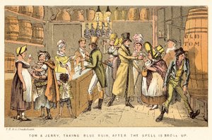 Tom i Jerry, biorąc Niebieską Ruinę, po tym, jak zaklęcie zostało złamane autorstwa Isaac, Robert and George Cruikshank