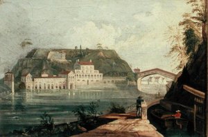 Fairmount Waterworks, według ryciny WH Bartletta z ok.1835 (olej na płótnie) autorstwa Isaac Williams