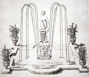 Projekt fontanny z „Ogrodów Wilton”, ok. 1645 (rycina)
