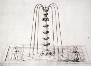 Projekt fontanny z „Ogrodów Wilton”, ok. 1645 (rycina)