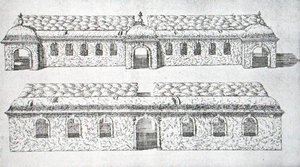 Topiary arkadowe chodniki z „Ogrodów Wilton”, ok. 1645 (rycina)