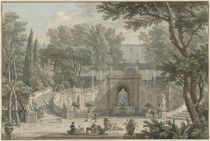 Widok na ogród Villa d’Este w Tivoli, ok.1725