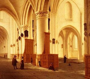 Widoki nawy północnej i południowej kościoła św. Bawona, Haarlem