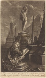 Adrian Beverland rysujący z posągu autorstwa Isaak Beckett after Simon du Bois