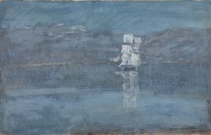 Krajobraz z żaglówką, koniec lat 90. XIX wieku autorstwa Isaak Ilyich Levitan