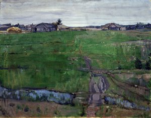 Przed (Łąka). Obraz Isaaka Izrailevicha Brodskiego (Brodskiego) (1884-1939). Olej na płótnie, 63 x 80 cm, sztuka rosyjska, secesja. Regionalne Muzeum Sztuki, Kaługa (Rosja).