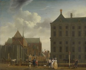 Nieuwe Kerk i ratusz na tamie w Amsterdamie, ok. 1780-90