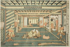 Obraz perspektywiczny dużego pokoju (Senjojiki uki-e no zu) autorstwa Ishikawa Toyonobu