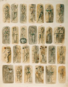 Groby znalezione na cmentarzysku w Hallstatt, z kolekcji ... (akwarela) autorstwa Isidor Engel