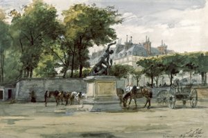 Komuna Paryska: armia Wersalu w Tuileries, ok. 1871 (akwarela) autorstwa Isidore Pils