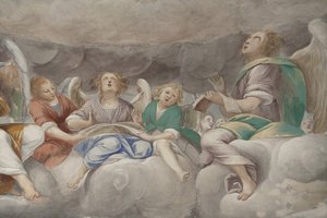 Anioły, muzykujące anioły i putta, fragment Raju z wiecznym Ojcem, ok. 1623-34 (detal 3496185)