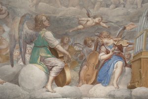 Anioły, muzykujące anioły i putta, fragment Raju z wiecznym Ojcem, ok. 1623-34 (detal 3496185)