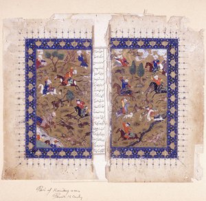 Bifolio przedstawiające sceny myśliwskie, koniec XV w. autorstwa Islamic School