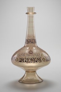 Butelka, zamówiona przez Dawuda, Rasulida Sułtana Jemenu, dynastia Mameluków, 12961321 (szkło emaliowane i złocone)