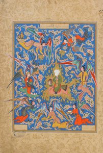 Folio z Haft Awrang (Siedem tronów) autorstwa Jami (zm.1492) prawdopodobnie Maszad, Khurasan, Iran, okres Safawidów, 1556-65 (nieprzezroczysta akwarela, tusz i złoto na papierze autorstwa Islamic School