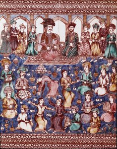 Sztuka Islamu: muzycy i tancerze Dworu Nasser-al-Din (Nasser al-Din lub Nasser al-Din, ale także Nassereddin lub Nassiruddin autorstwa Islamic School