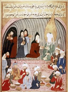 MUHAMMAD: Chrześcijańscy mnisi podający posiłek Mahometowi podczas jego podróży do Syrii autorstwa Islamic School