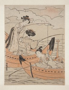 Boats of Love (Koi no fune) (kolorowy drzeworyt) autorstwa Isoda Koryusai