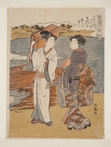 Clearing Weather at Matsuchiyama (Matsuchiyama Seiran) (kolorowy drzeworyt) autorstwa Isoda Koryusai