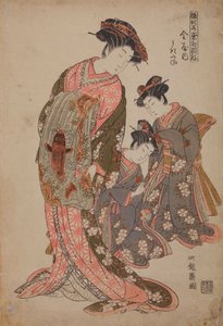 Oiran Ukita z domu Kanaya, z serii: Nowe modele młodych pędów (dziewcząt) / Hinagata Wakana no Hatsumoyo