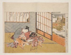 Prosperous Flowers of the Elegant Twelve Months (Furyu juniki no eiga) (kolorowy drzeworyt) autorstwa Isoda Koryusai