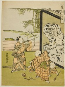 Tygrys z serii „Modne dzieci z dwunastoma znakami zodiaku (Furyu kodomo juni shi)” autorstwa Isoda Koryusai