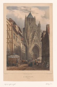 Widok kościoła Saint-Maclou w Rouen St. Maclou à Rouen (tytuł na obiekcie) Twarze we Francji (tytuł serii) La France (tytuł serii)