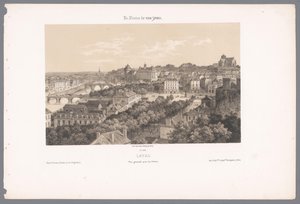 Widok na Laval z wiaduktu lawa. Vue générale award du Viaduc (tytuł na obiekcie) Współczesna Francja (tytuł serii) La France de nos jours (tytuł serii na obiekcie)