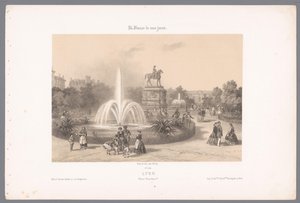 Zicht op de Place Napoleon te Lyon Lyon. Umieść Napoleona (tytuł na obiekcie) Hedendaags Frankrijk (tytuł serii) Francja dzisiaj (tytuł serii na obiekcie) autorstwa Isodore Laurent Deroy