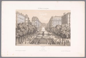 Zicht op de Place en de Rue Impériale te Lyon Lyon. Imperial Square and Street (tytuł na obiekcie) Hedendaags Frankrijk (tytuł serii) Francja dzisiaj (tytuł serii na obiekcie) autorstwa Isodore Laurent Deroy