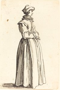 Młoda kobieta, z profilu, zwrócona w prawo autorstwa Israel Henriet after Jacques Callot