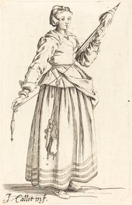 Młoda kobieta z kądzielą, zwrócona w prawo autorstwa Israel Henriet after Jacques Callot