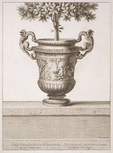 Urny z brązu używane do drzewek cytrusowych, ilustracja z „Widoków i planów wersalskich”, Paryż, ok. 1664-89 (rycina) autorstwa Israel the Younger (after) Silvestre