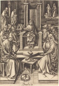 Chrystus wśród lekarzy, c. 14901500. autorstwa Israhel van Meckenem