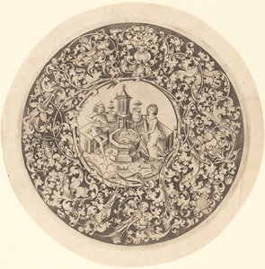 Okrągły ornament z muzykami grającymi przy studni, ok. 1900 r. 14951503. autorstwa Israhel van Meckenem