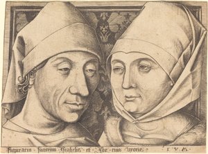Podwójny portret Israhela van Meckenema i jego żony Idy, ok. 1930 r. 1490. autorstwa Israhel van Meckenem