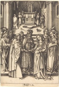 Wesele Dziewicy, c. 14901500. autorstwa Israhel van Meckenem