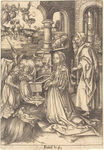 Narodzenia, c. 14901500. autorstwa Israhel van Meckenem