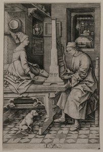 Organista i jego żona, 1495-1503. autorstwa Israhel van Meckenem