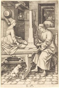 Organista i jego żona, c. 14951503. autorstwa Israhel van Meckenem