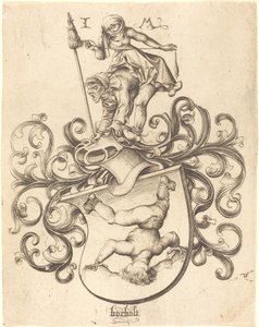Herb z upadającym chłopcem autorstwa Israhel van Meckenem after Master of the Housebook