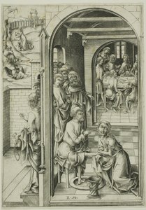 Chrystus umywa nogi apostołom autorstwa Israhel van Meckenem the younger
