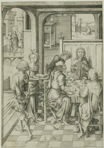 Chrystus w Emaus autorstwa Israhel van Meckenem the younger