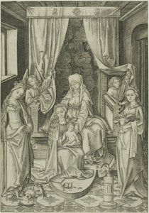 Madonna ze świętą Anną, świętą Katarzyną i świętą Barbarą autorstwa Israhel van Meckenem the younger