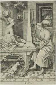 Organista i jego żona autorstwa Israhel van Meckenem the younger