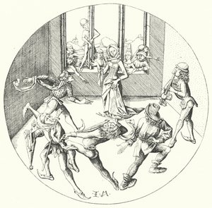Taniec wokół pierścienia (grafika) autorstwa Israhel van the Elder Meckenem
